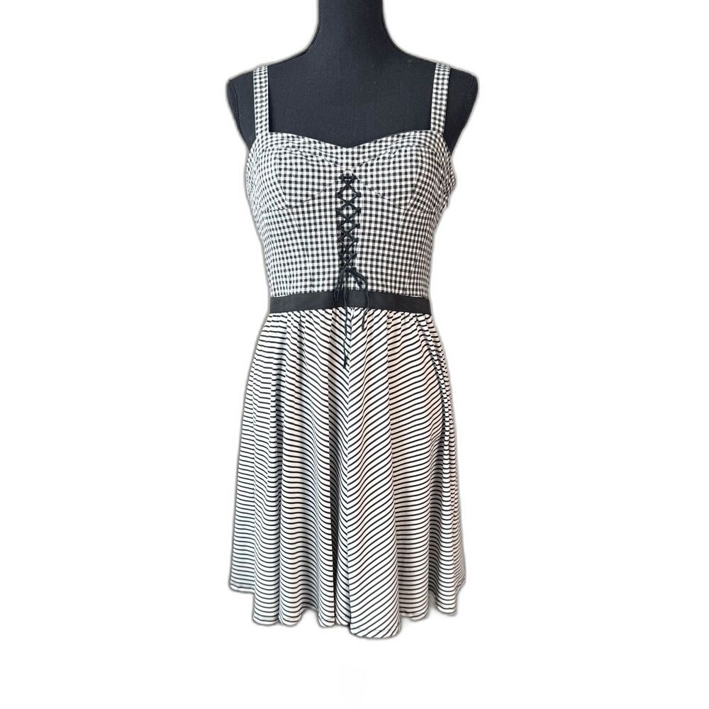 Size 10 Betsey Johnson gingham corset whimsigoth rockabilly dress 10621